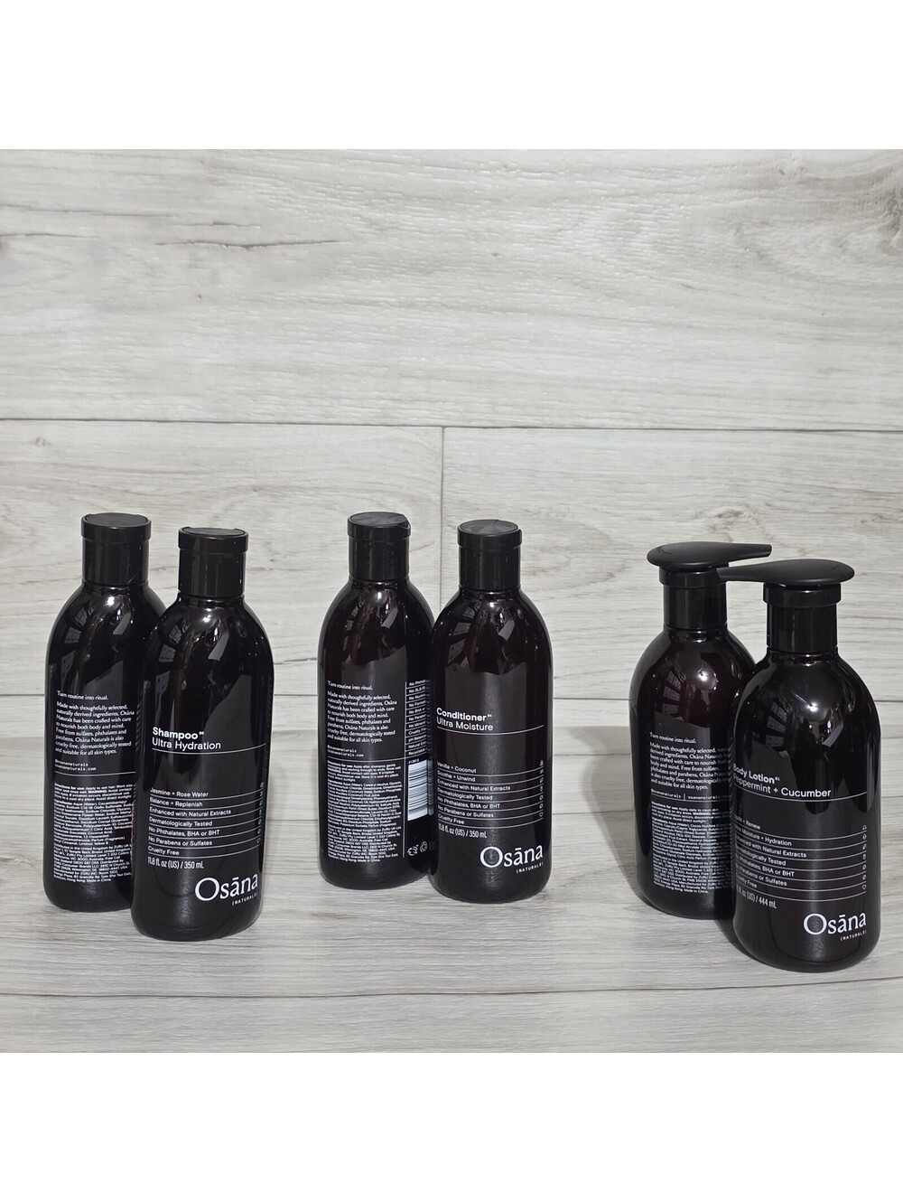 Osana Naturals BUNDLE 6pc. includes 2 Shampoo, 2 Conditioner, 2 Lotion